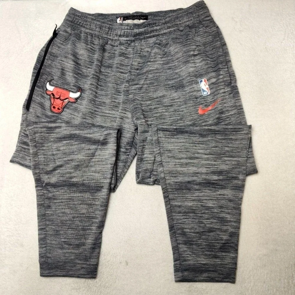 Chicago Bulls Nike Jogger Pants Mens XL Gray NBA Dri-FIT Basketball Taper 932722